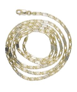 Never Say Never Cadena de oro 18k maciza 2,5 mm 60 cm 10,05 g ojo de tigre combinada oro blanco