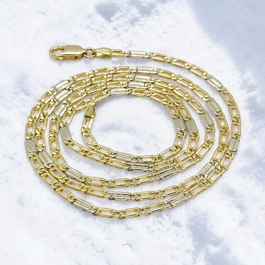 Never Say Never Cadena de oro 18k maciza 2,5 mm 60 cm 10,05 g ojo de tigre combinada oro blanco - Imagen 7