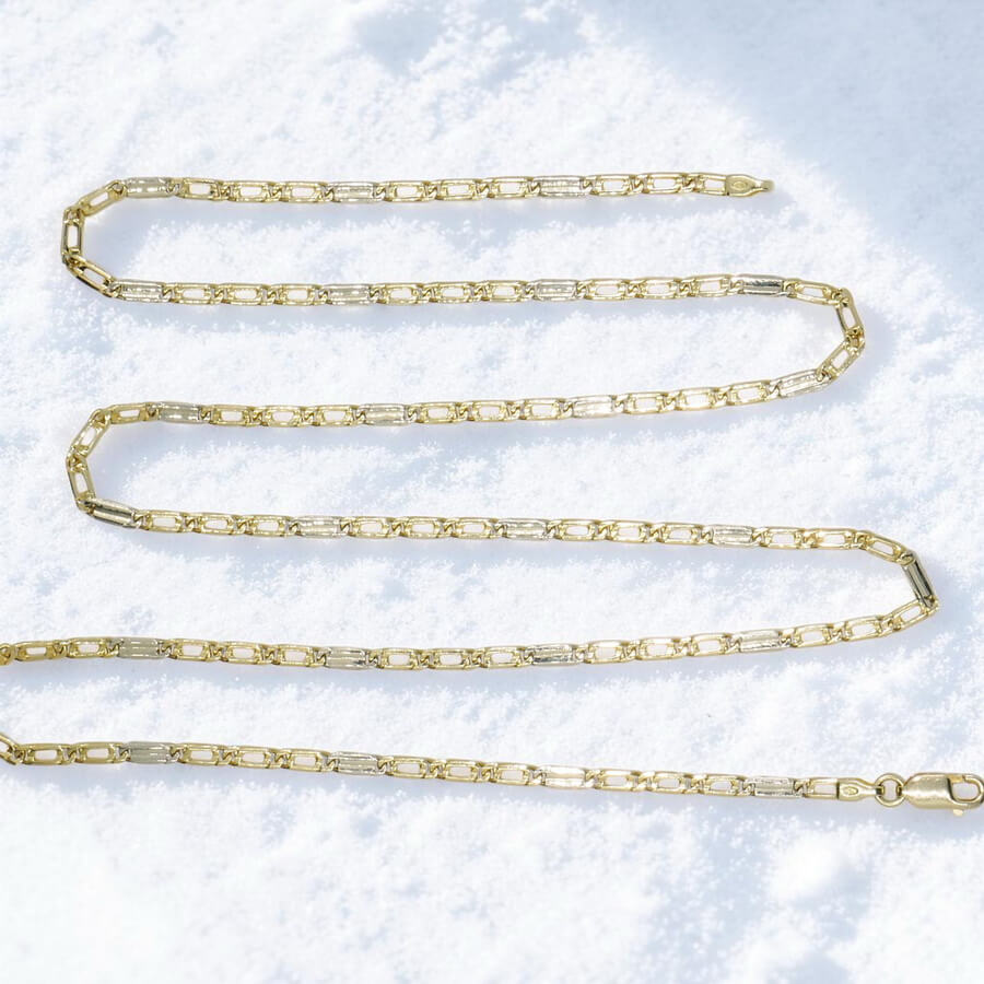 Never Say Never Cadena de oro 18k maciza 2,5 mm 60 cm 10,05 g ojo de tigre combinada oro blanco - Imagen 8