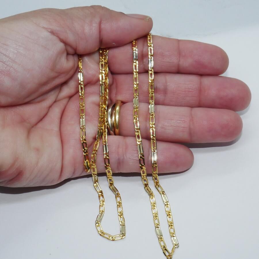 Never Say Never Cadena de oro 18k maciza 2,5 mm 60 cm 10,05 g ojo de tigre combinada oro blanco - Imagen 3