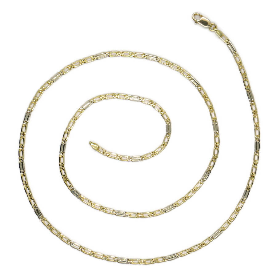 Never Say Never Cadena de oro 18k maciza 2,5 mm 60 cm 10,05 g ojo de tigre combinada oro blanco - Imagen 4