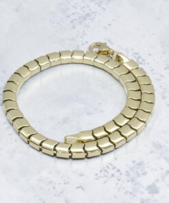 Pulsera Articulada de Eslabones Olas de Oro Amarillo 18K Unisex – 19 cm – 7,55 g – Cierre Mosquetón