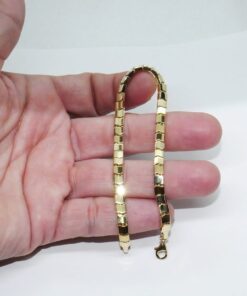 Pulsera Articulada de Eslabones Olas de Oro Amarillo 18K Unisex – 19 cm – 7,55 g – Cierre Mosquetón - Imagen 3