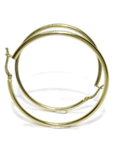 Pendientes de Aro Oro 18 Quilates Mujer – Aros 4,4 cm Oro Amarillo 750 – Grandes, Ligeros y Elegantes – Cierre Click – 2,40 g - Imagen 4