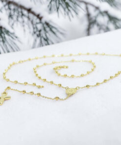 Rosario de Oro Amarillo 18K de 45 cm – 57 Bolas de 2 mm – Virgen y Cruz – 2,85 g – Primera Comunión - Imagen 9