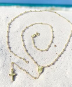 Rosario de Oro Amarillo 18K de 45 cm – 57 Bolas de 2 mm – Virgen y Cruz – 2,85 g – Primera Comunión - Imagen 10