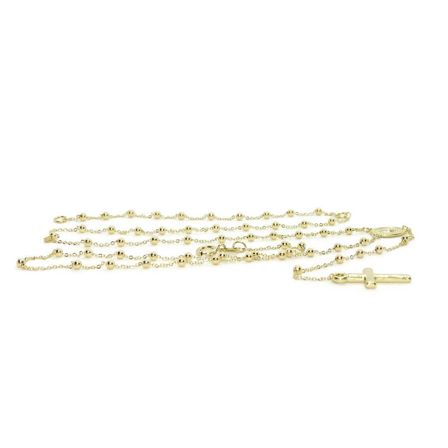 Rosario de Oro Amarillo 18K de 45 cm – 57 Bolas de 2 mm – Virgen y Cruz – 2,85 g – Primera Comunión - Imagen 5