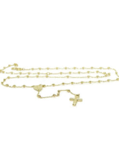 Rosario de Oro Amarillo 18K de 45 cm – 57 Bolas de 2 mm – Virgen y Cruz – 2,85 g – Primera Comunión - Imagen 6