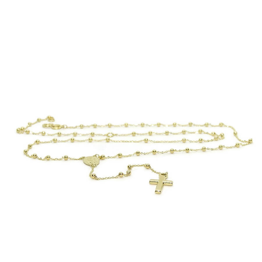 Rosario de Oro Amarillo 18K de 45 cm – 57 Bolas de 2 mm – Virgen y Cruz – 2,85 g – Primera Comunión - Imagen 6