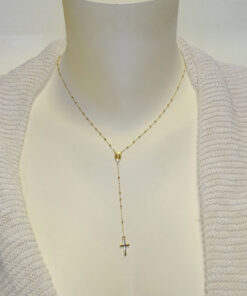 Rosario de Oro Amarillo 18K de 45 cm – 57 Bolas de 2 mm – Virgen y Cruz – 2,85 g – Primera Comunión - Imagen 3