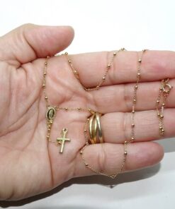 Alternative view of Rosario de Oro Amarillo 18K de 45 cm – 57 Bolas de 2 mm – Virgen y Cruz – 2,85 g – Primera Comunión