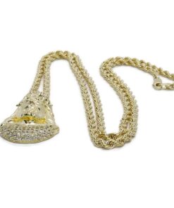 Cabeza de Cristo Oro 18k con Cordón Salomónico Oro 18k 60 cm | Colgante Religioso Oro 750 con Circonitas | 13 g Oro Auténtico - Imagen 5