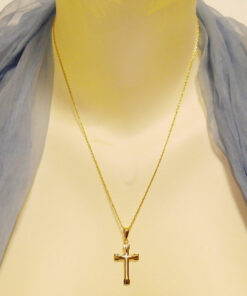 Alternative view of Conjunto Cruz Oro 18k 3,10 g con Cadena 50 cm | Cruz Clásica Mate y Brillo Sin Cristo. Ideal comunion y mujer