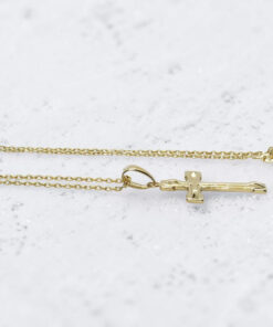 Conjunto Cruz Oro 18k 3,10 g con Cadena 50 cm | Cruz Clásica Mate y Brillo Sin Cristo. Ideal comunion y mujer - Imagen 6