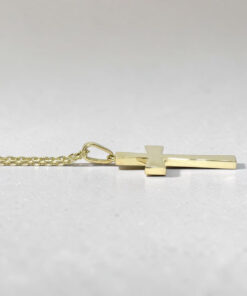 Cruz Bizantina Oro Amarillo 18k con Cadena 50 cm – Reversible Mate y Brillo – Primera Comunión – 3,60 g - Imagen 6