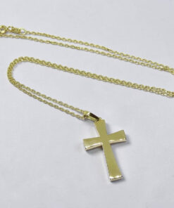 Cruz Bizantina Oro Amarillo 18k con Cadena 50 cm – Reversible Mate y Brillo – Primera Comunión – 3,60 g - Imagen 8