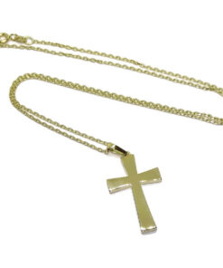 Cruz Bizantina Oro Amarillo 18k con Cadena 50 cm – Reversible Mate y Brillo – Primera Comunión – 3,60 g - Imagen 7