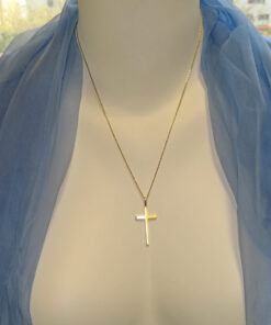 Alternative view of Cruz de Oro 18k Mediana con Cadena Forzada 50 cm – Reversible Mate y Brillo – Comunión Hombre Mujer – 3,10 g