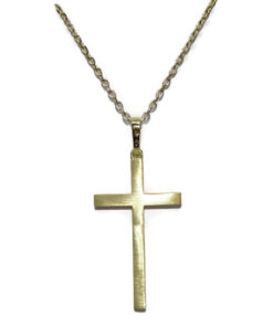 Cruz de Oro 18k Mediana con Cadena Forzada 50 cm – Reversible Mate y Brillo – Comunión Hombre Mujer – 3,10 g - Imagen 3
