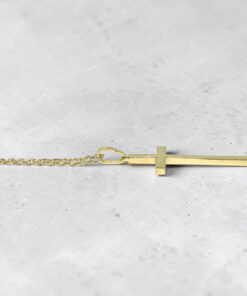 Cruz de Oro 18k Mediana con Cadena Forzada 50 cm – Reversible Mate y Brillo – Comunión Hombre Mujer – 3,10 g - Imagen 5