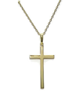 Cruz de Oro 18k Mediana con Cadena Forzada 50 cm – Reversible Mate y Brillo – Comunión Hombre Mujer – 3,10 g - Imagen 4