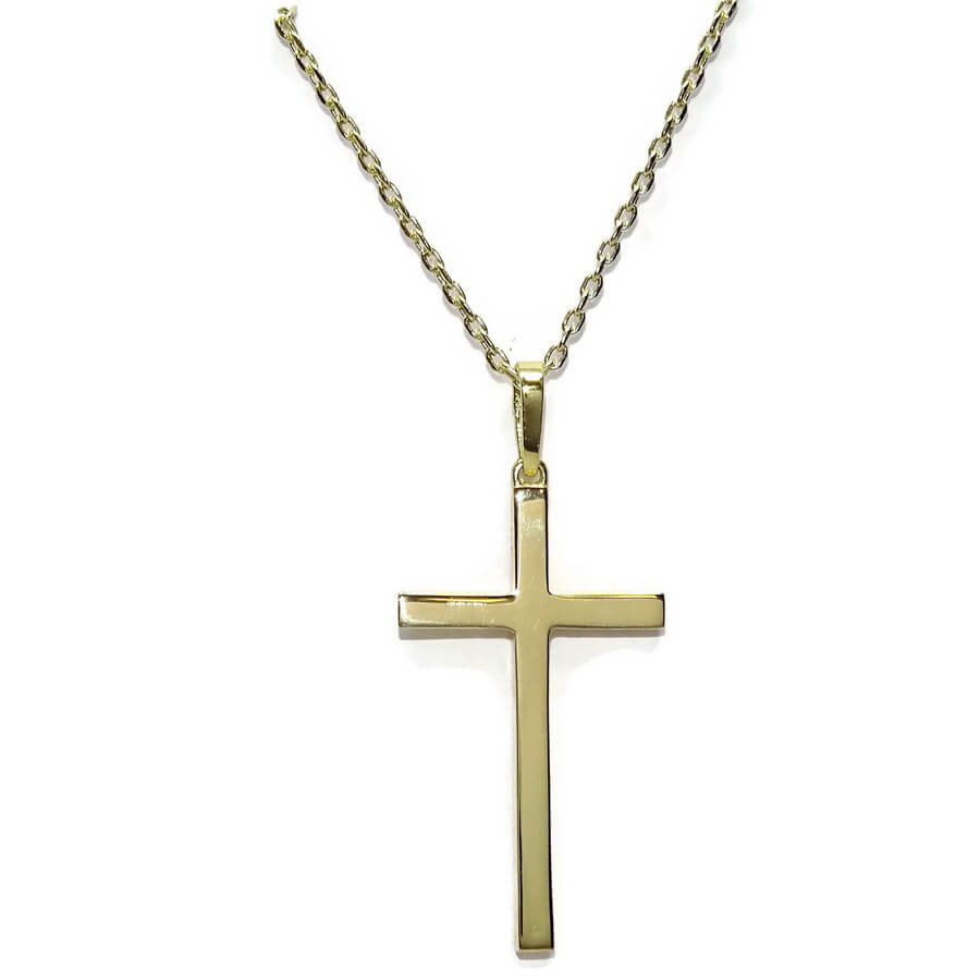 Cruz de Oro 18k Mediana con Cadena Forzada 50 cm – Reversible Mate y Brillo – Comunión Hombre Mujer – 3,10 g - Imagen 4