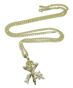 Cruz de La Legión Oro 18K con Cadena Barbada | 60 cm | 12,30 g | Cruz 3,8 cm | Oro Amarillo 18 Quilates | Colgante Militar con Cierre Mosquetón - Imagen 4