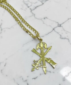 Cruz de La Legión Oro 18K con Cadena Barbada | 60 cm | 12,30 g | Cruz 3,8 cm | Oro Amarillo 18 Quilates | Colgante Militar con Cierre Mosquetón - Imagen 8